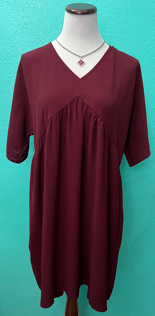 Burgundy Babydoll Dress