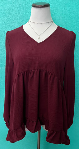 Burgundy Babydoll Top