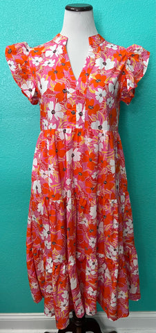 Orange Floral Dress