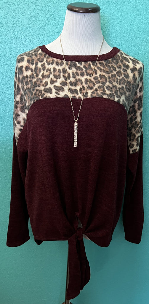 Burgundy Leopard Sweater